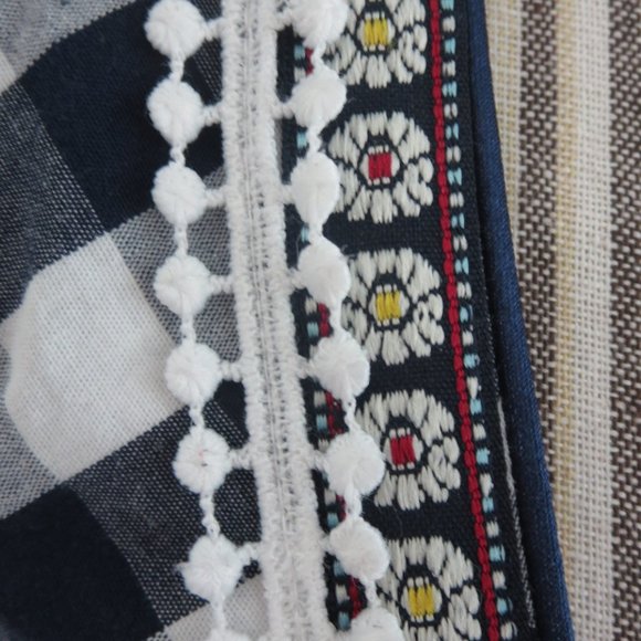 Like New Sleeveless Corset Front Dress Navy & White Gingham Check BOHO M… - Picture 6 of 15